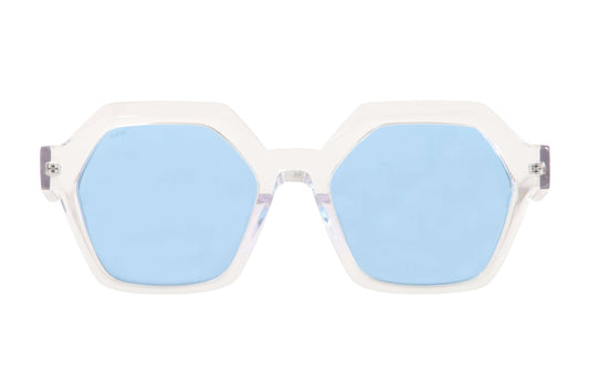 Lentes solares unisex AXESS 9062 JACKIE CRYSTAL con armazón geométrico y lentes azules, medidas 56-21-148 mm.