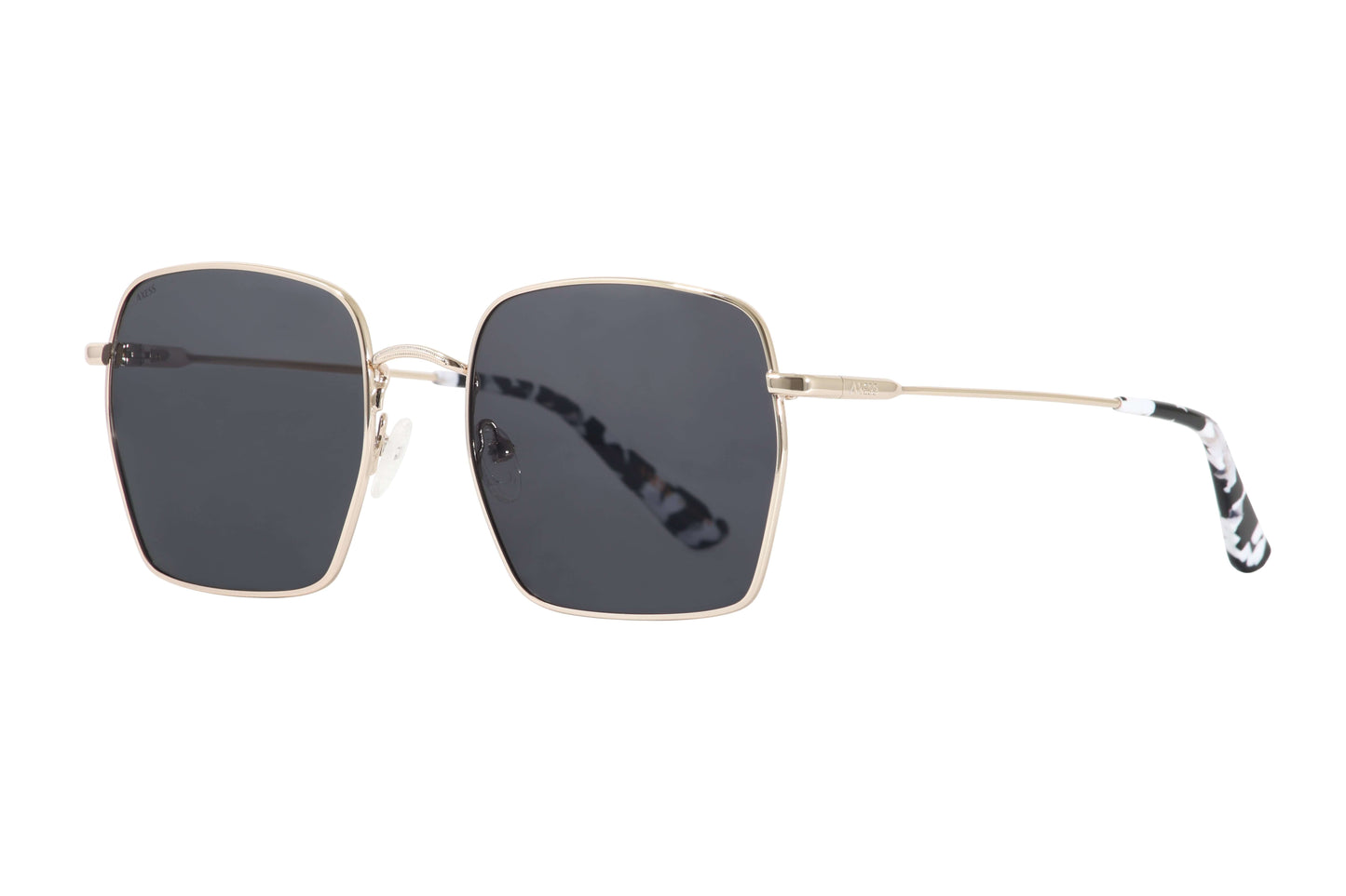 Lentes solares para mujer AXESS 9069 ELI GOLD SMOKE, armazón completo cuadrado en color amarillo.