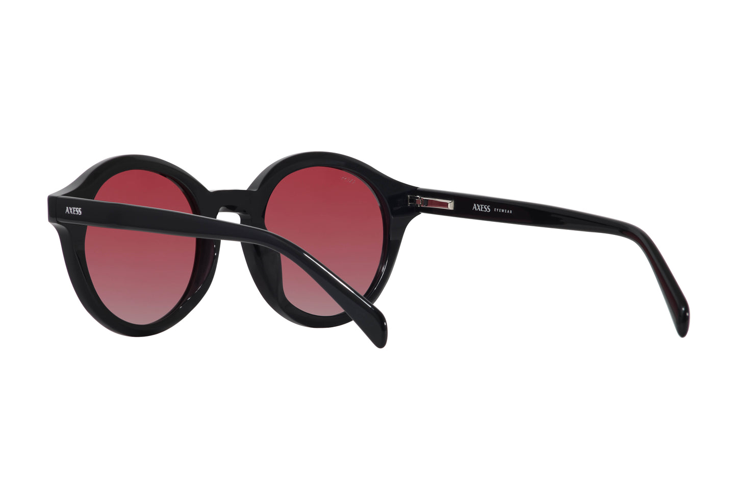 Lentes solares unisex AXESS 9063 ANDY BLK RED color negro, estilo redondo, armazón completo.