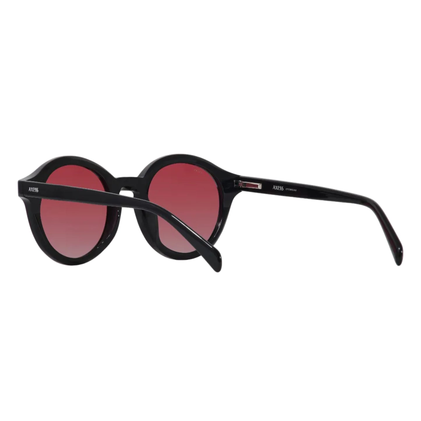 Lentes solares unisex AXESS 9063 ANDY BLK RED color negro, estilo redondo, armazón completo.