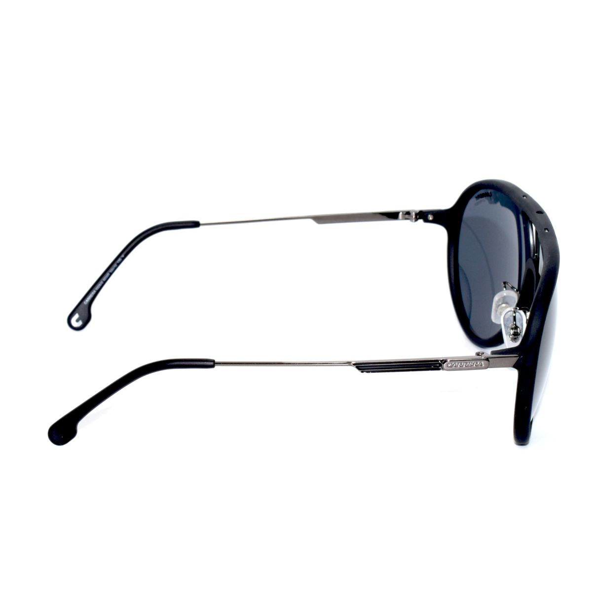 Lentes de sol para hombre Carrera modelo 1026S-003IR, diseño aviador en negro matte con lentes azulados.