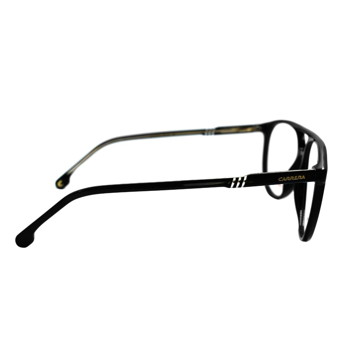 Lentes oftálmicos para hombre Carrera modelo 1124-807, armazón negro brillante, diseño elegante y moderno.