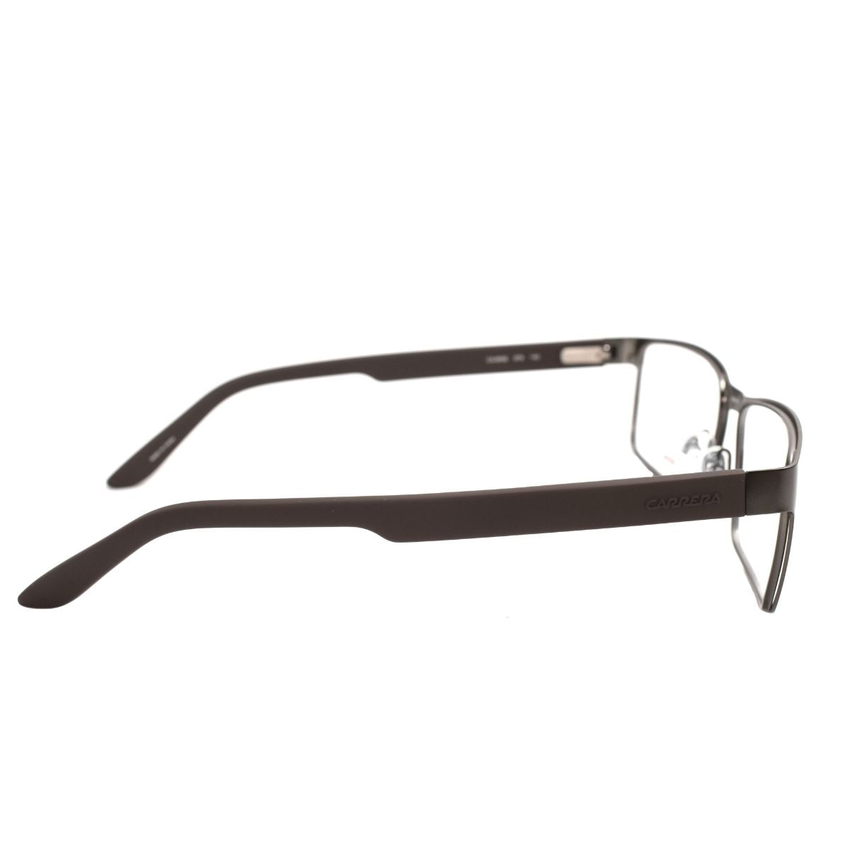 Gafas oftálmicas Carrera 6656-09T6 para hombre, armazón rectangular negro y marrón, diseño moderno y sofisticado.