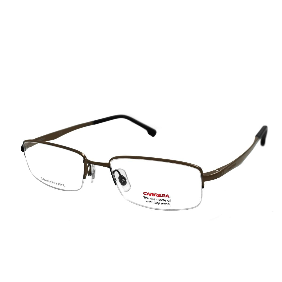 Lentes oftálmicos rectangulares de hombre Carrera 8860-09Q color café matte, armazón metálico y diseño elegante.
