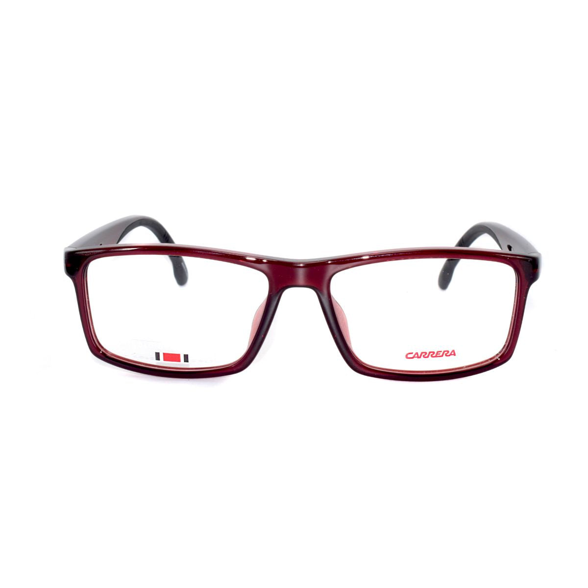 Gafas rectangulares rojas para hombre Carrera modelo 8872-MEG, diseño contemporáneo y resistente.