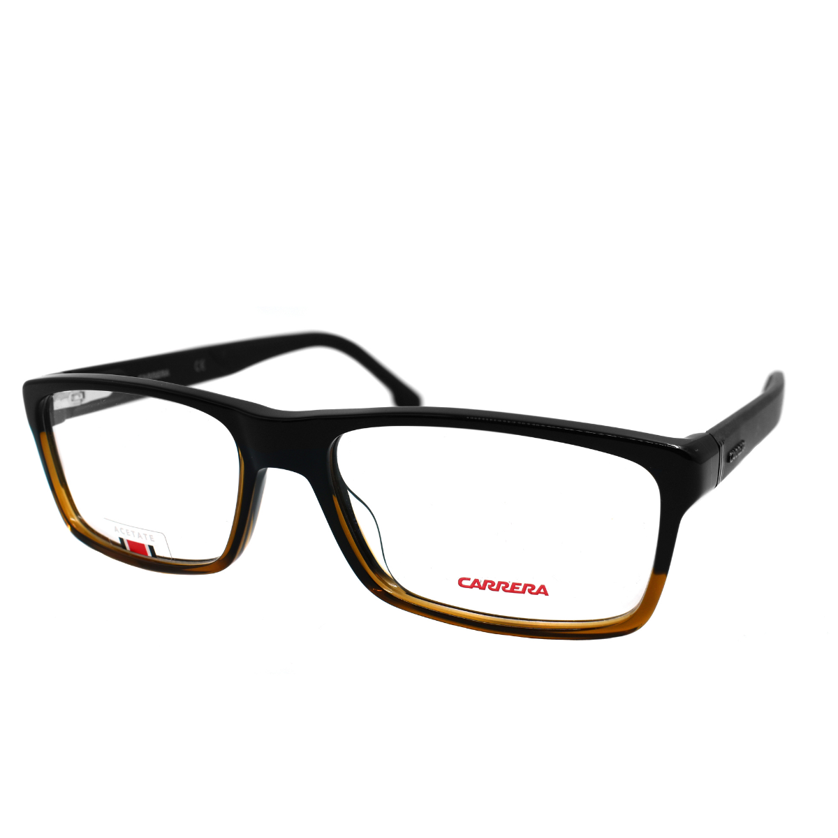Lentes oftálmicos rectangular para hombre Carrera 8852-R60 color negro y café con aro completo.