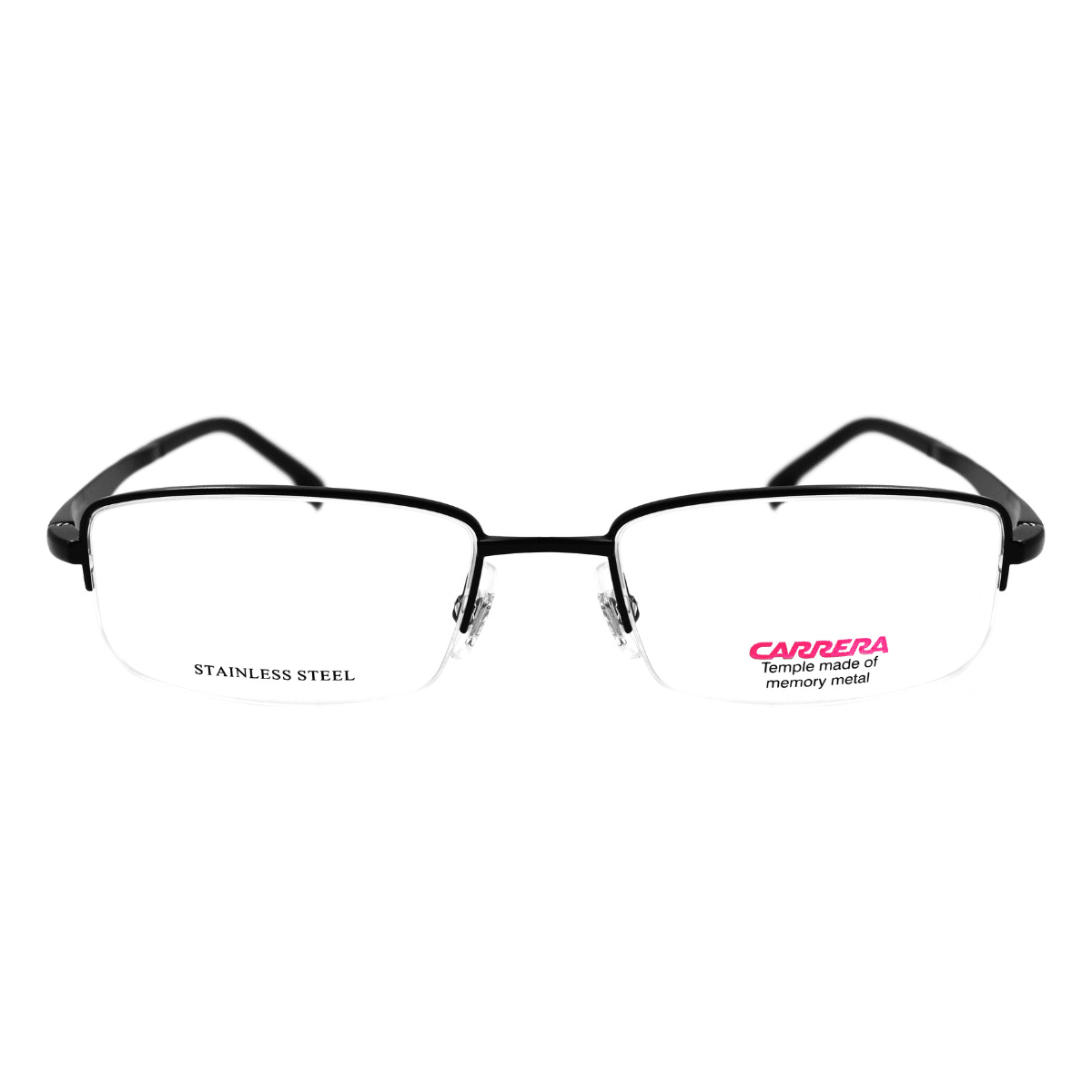 Gafas rectangulares CARRERA 8860-03 en negro matte, armazón de metal y temple de memoria, ideal para hombres.