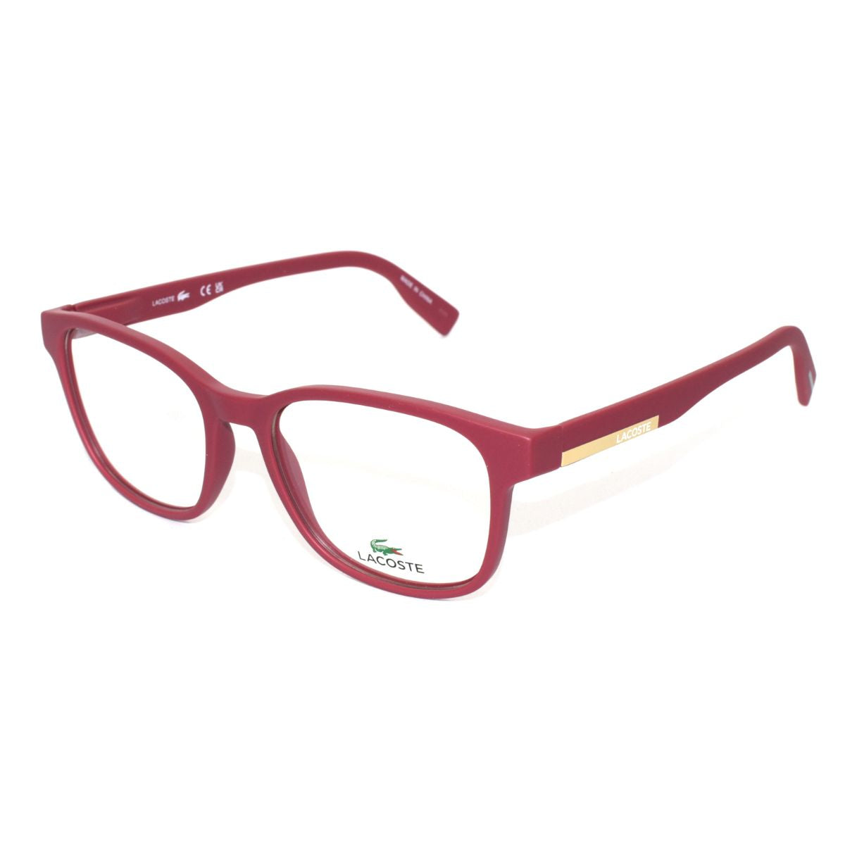 Lentes oftálmicos para hombre Lacoste, color rojo, armazón completo, modelo 2914-601, estilo moderno y elegante.
