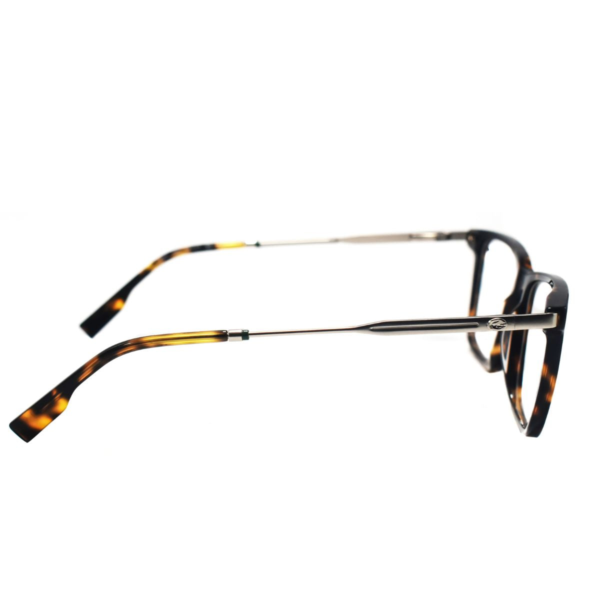 Lentes oftálmicos para hombre marca Lacoste, modelo 2925-230, estilo rectangular en color carey, vista lateral.