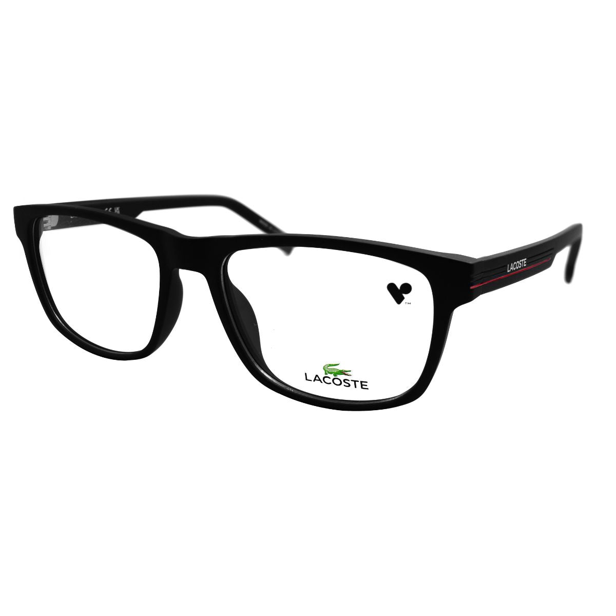 Lentes oftálmicos LACOSTE L2887-002 para hombre, color negro matte y diseño rectangular, estilo moderno.