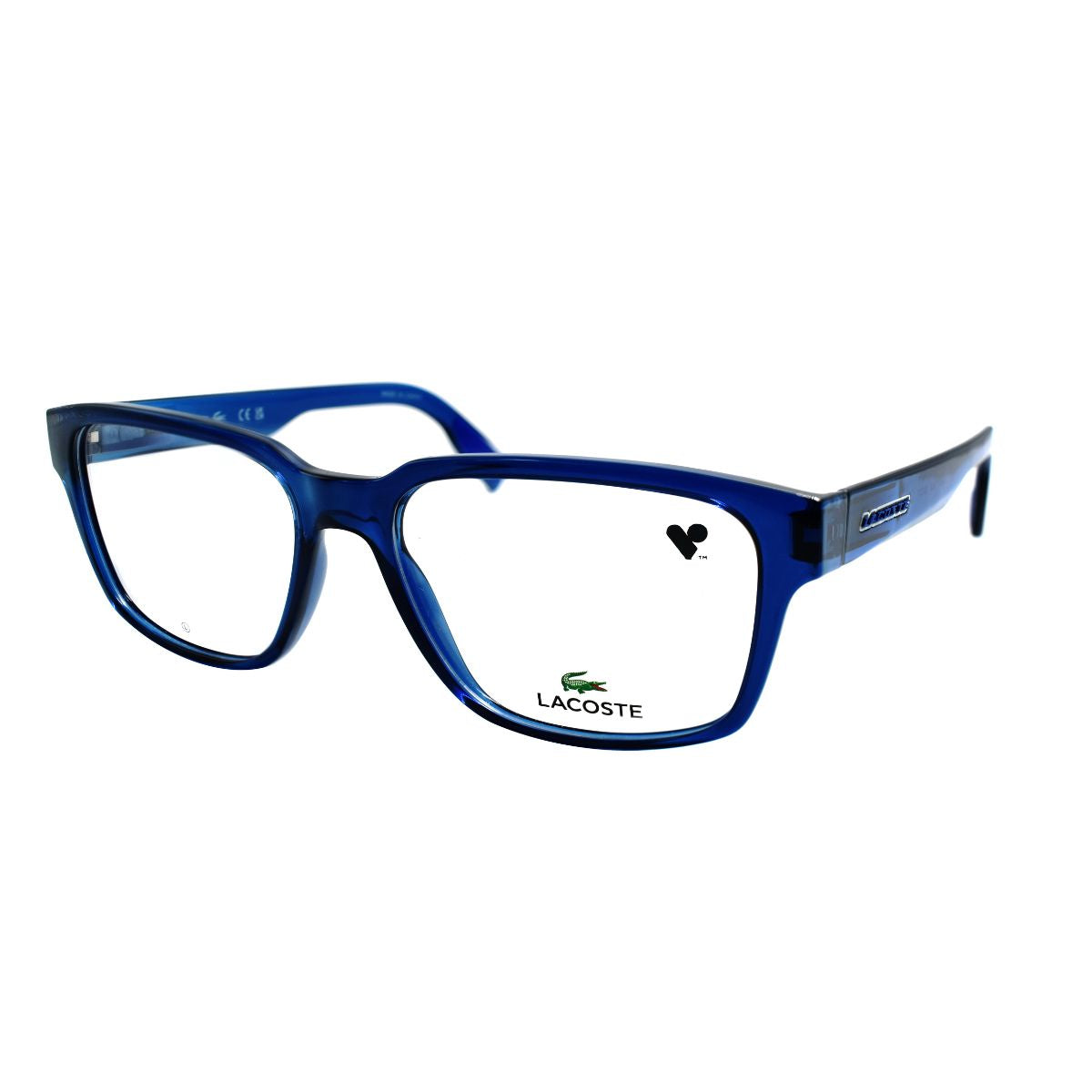 Lentes oftálmicos para hombre LACOSTE modelo L2927-400, color azul marino, estilo rectangular, aro completo.