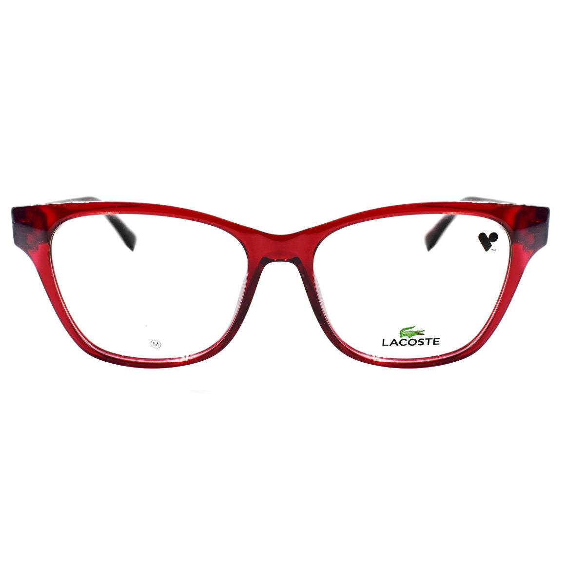 Gafas oftálmicas rojas para mujer LACOSTE L2920-615, diseño cuadrado, armazón completo en acetato.