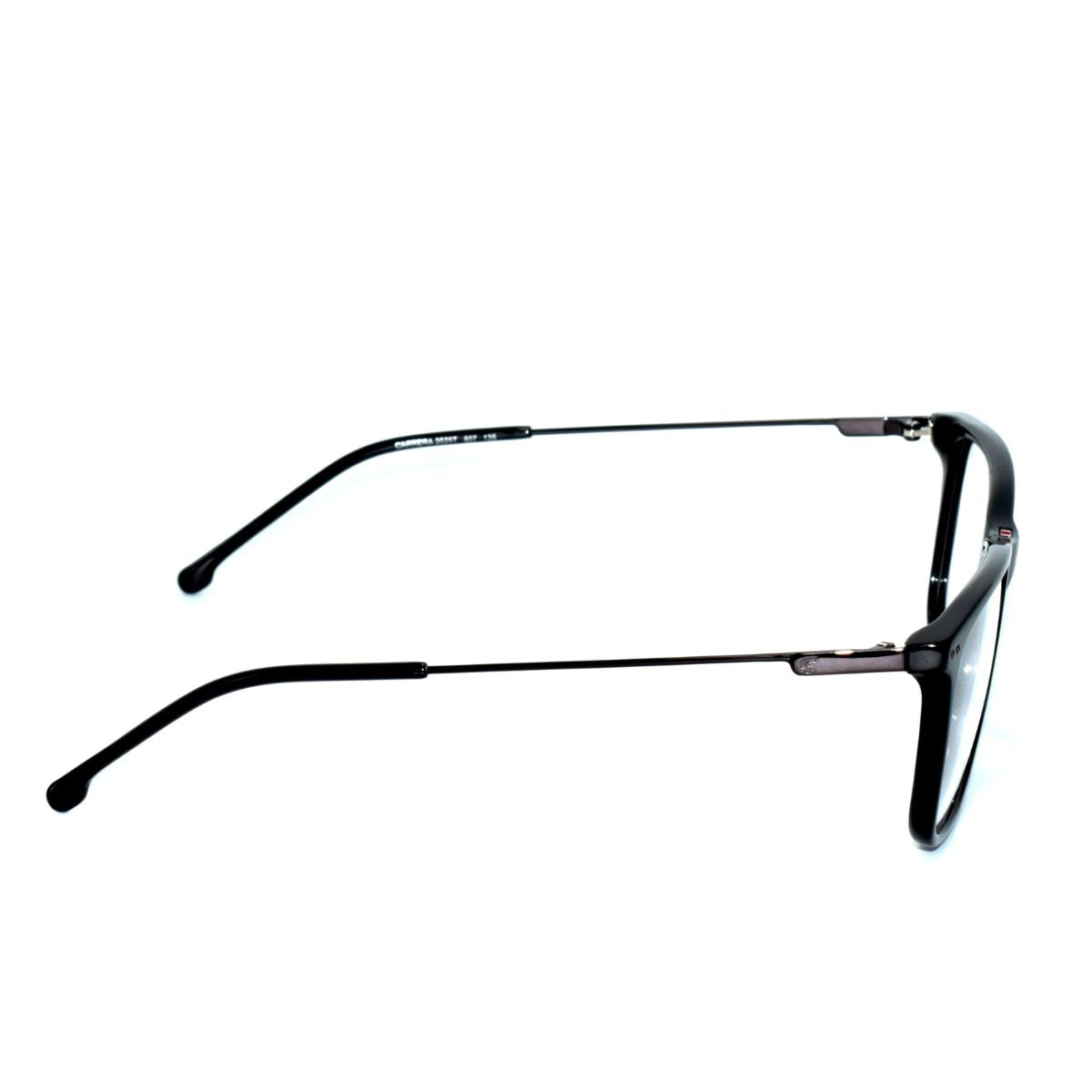 Gafas oftálmicas unisex Carrera 2025T-807, armazón negro rectangular, diseño elegante y versátil.