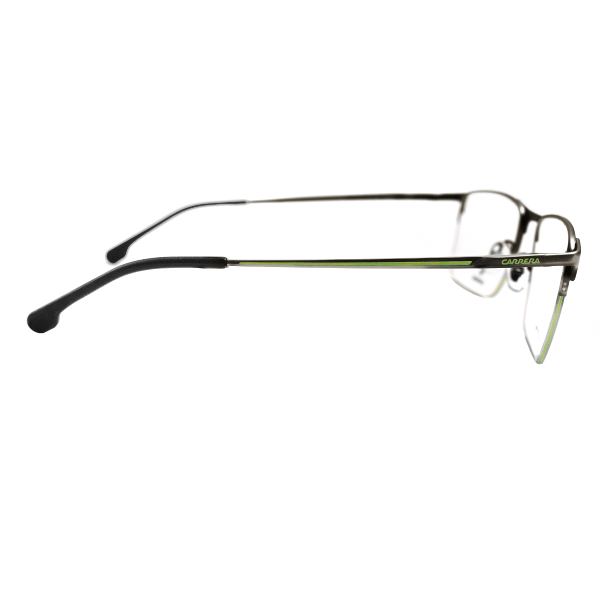 Lentes oftálmicos Carrera 8906-4JL rectangulares plateados para hombre, diseño moderno y cómodo, ideal para entornos urbanos.