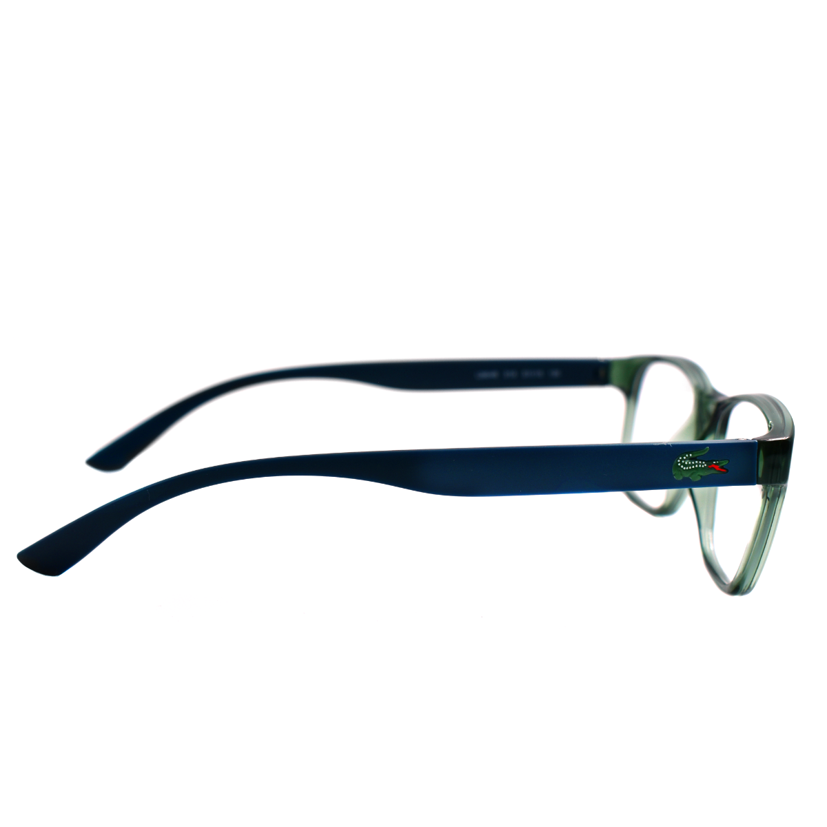 Lentes oftálmicos LACOSTE 3804BMI-318 para mujer, armazón rectangular verde con azul, estilo moderno.