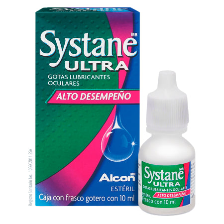 Gotas Systane Ultra 10 ML de Alcon, lubricantes oculares para el alivio del ojo seco, alta duración.