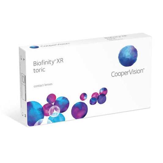 Biofinity Toric XR lentes de contacto CooperVision para astigmatismo, paquete de 6 lentes, duración mensual.