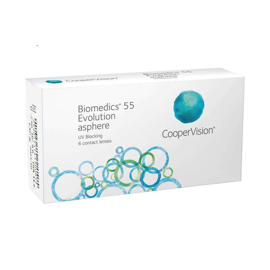 Biomedics 55 Lentes de contacto CooperVision, 6 unidades, desechables, duración mensual, bajo contenido de agua.