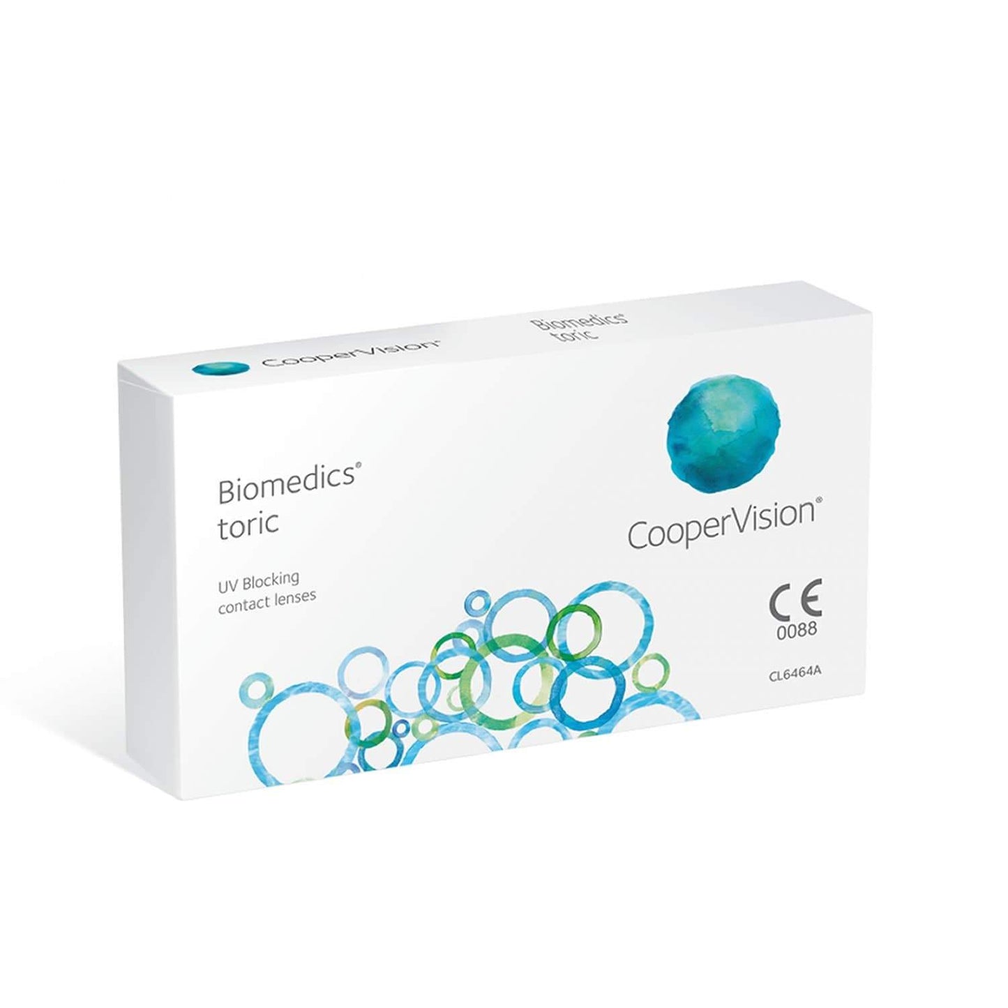 Caja de lentes de contacto Biomedics Tórico de CooperVision, hidrogel, uso mensual, para astigmatismo.