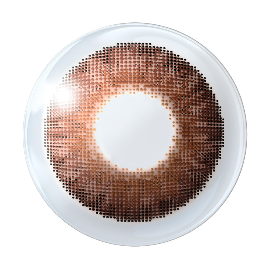 Lente de contacto FreshLook ColorBlends Graduados de color marrón, diseño en tonos oscuros y claros, ideal para dar vida al color de los ojos.