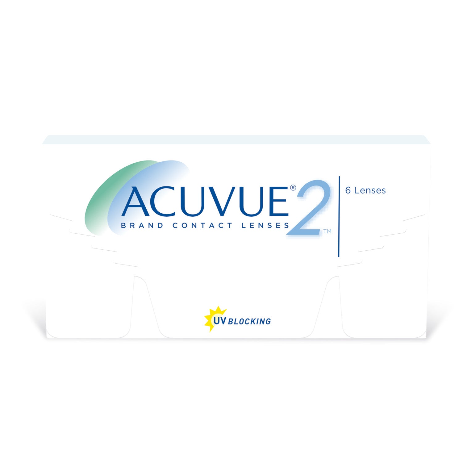 Acuvue 2 lentes de contacto quincenales, protección UV, 6 unidades, ideales para miopía e hipermetropía.