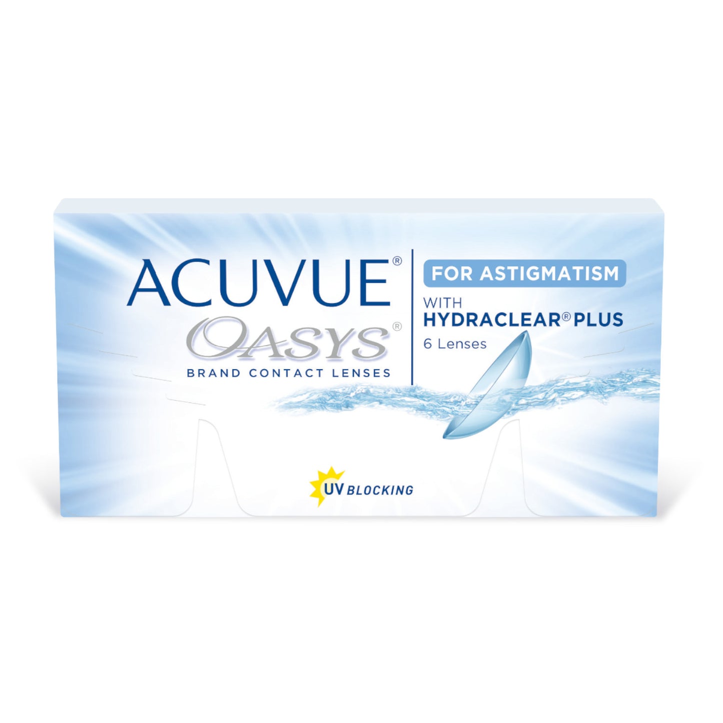 Acuvue Oasys para Astigmatismo, 6 lentes quincenales con tecnología Hydraclear Plus, UV Blocking.