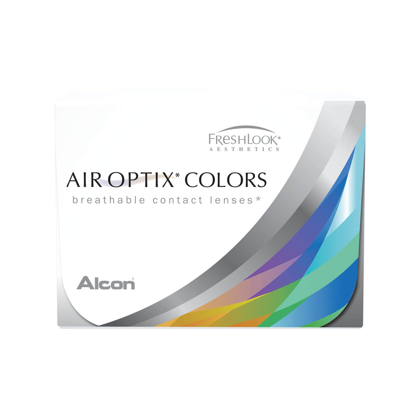 Caja de lentes de contacto Air Optix Colors de Alcon, lentes de color, comodidad y salud ocular.