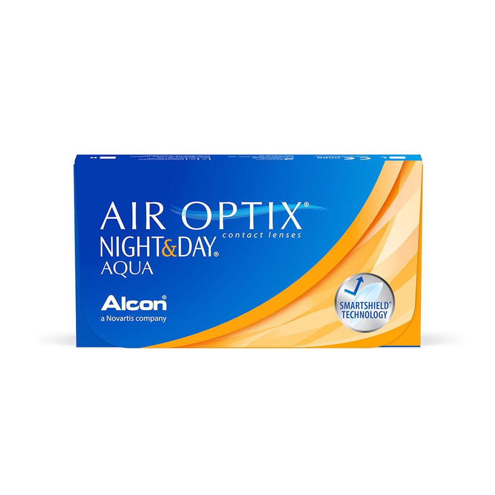 Lentes de contacto Air Optix Night and Day Aqua de Alcon, tecnología SmartShield, uso diario y nocturno.