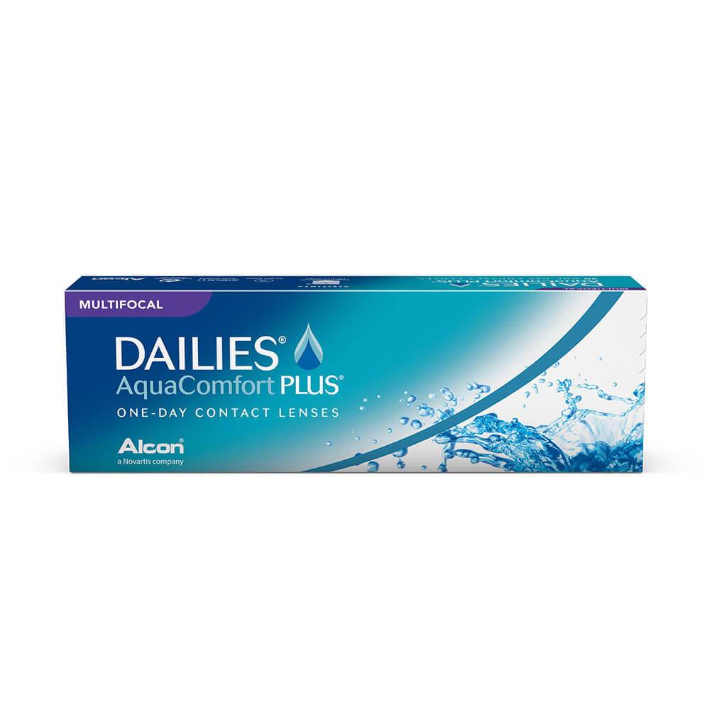 Dailies Aqua Comfort Plus multifocal lentes de contacto desechables diarios, Alcon, para miopía e hipermetropía.