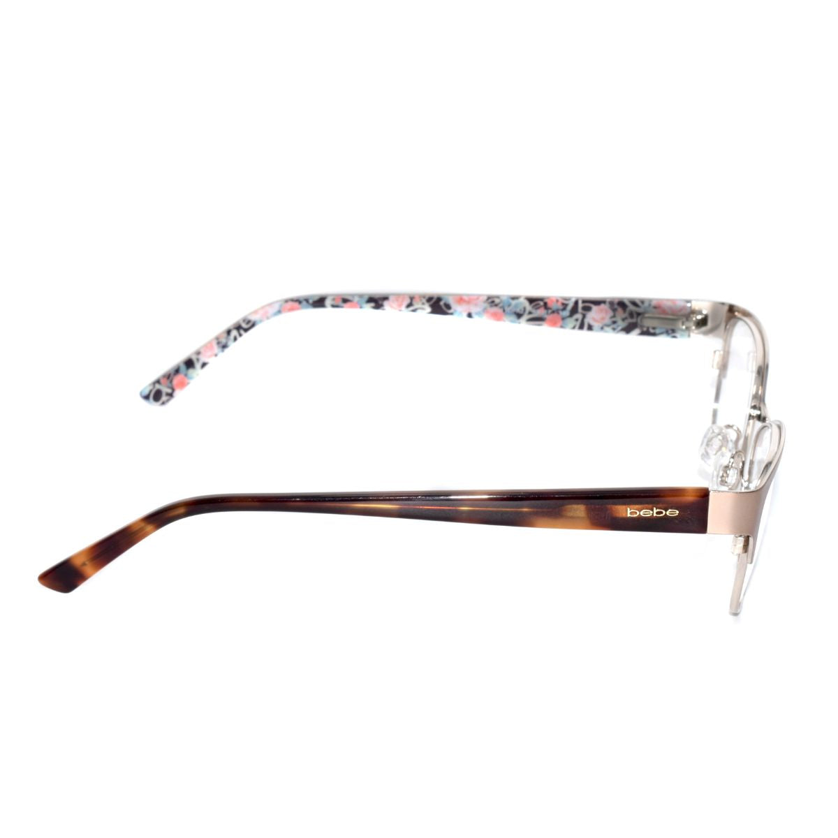 Lentes Oftálmicos para Mujer Marca: BEBE Color: Rosa y Carey Estilo: Ojo de gato Modelo: BB-5185-200 lateral