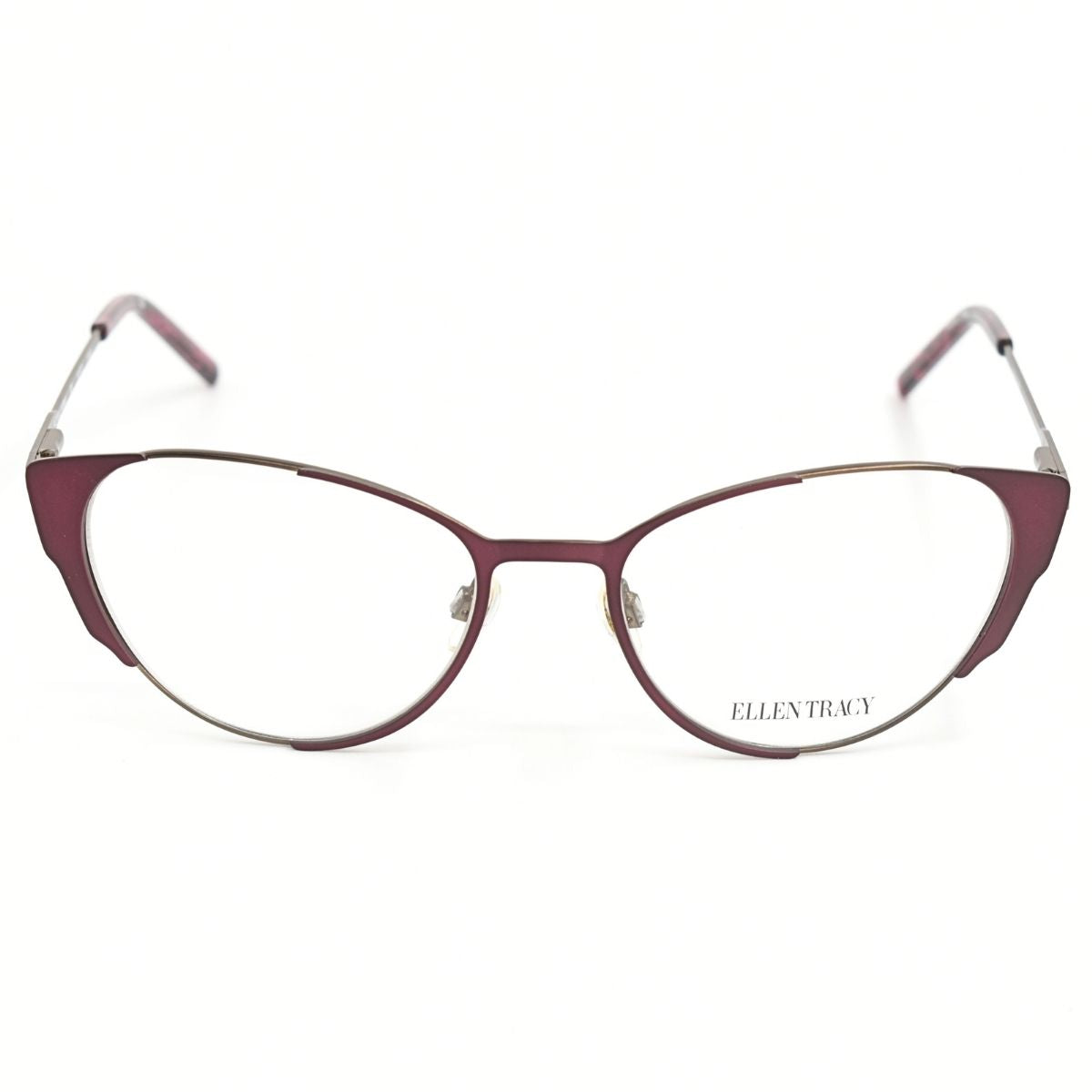 Lentes Oftálmicos para Mujer Marca: ELLEN TRACY Color: Vino Estilo: Ojo de gato Modelo: ELLEN TRACY PORTO-WIN frente