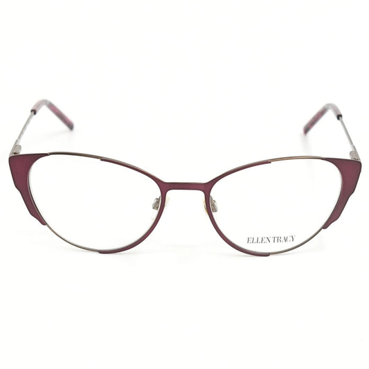 Lentes Oftálmicos para Mujer Marca: ELLEN TRACY Color: Vino Estilo: Ojo de gato Modelo: ELLEN TRACY PORTO-WIN frente