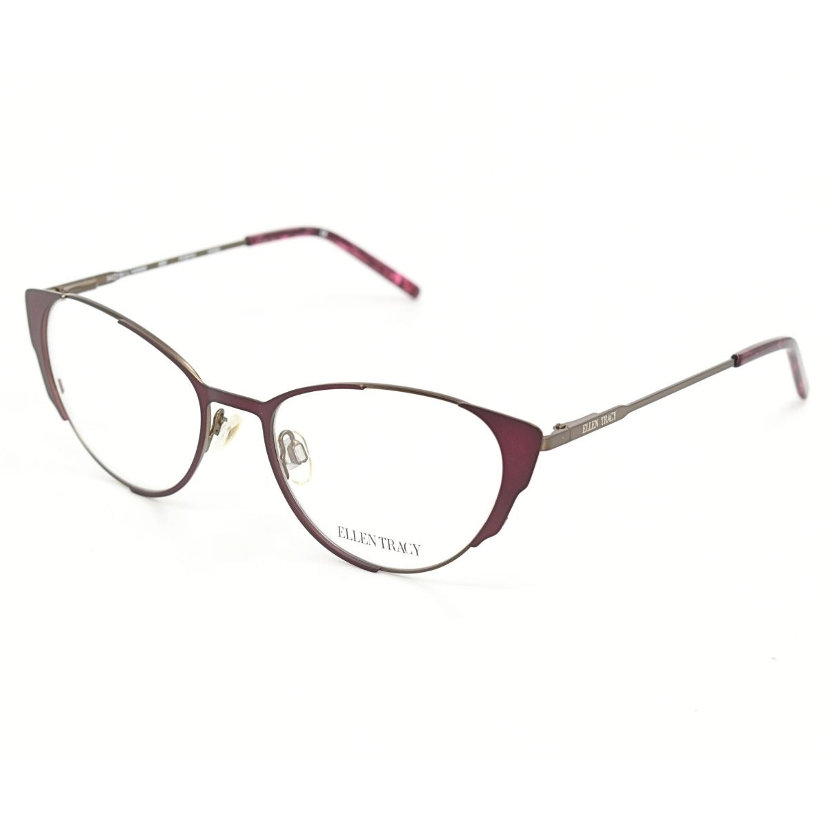 Lentes Oftálmicos para Mujer Marca: ELLEN TRACY Color: Vino Estilo: Ojo de gato Modelo: ELLEN TRACY PORTO-WIN