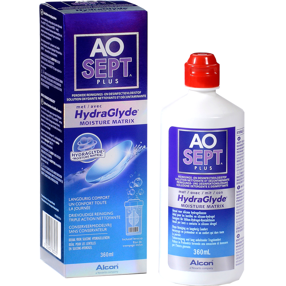 Aosept Plus Hydraglyde 360 ML - Solucion Limpiadora y Desinfectante - Lentematic.com